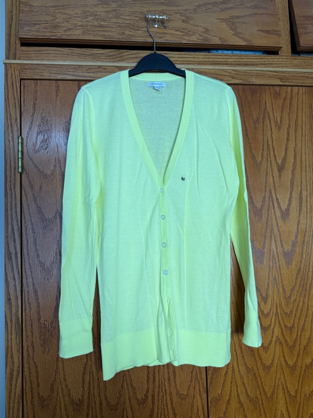 Nautica Women's Light Yellow V-Neck Button Cardigan
